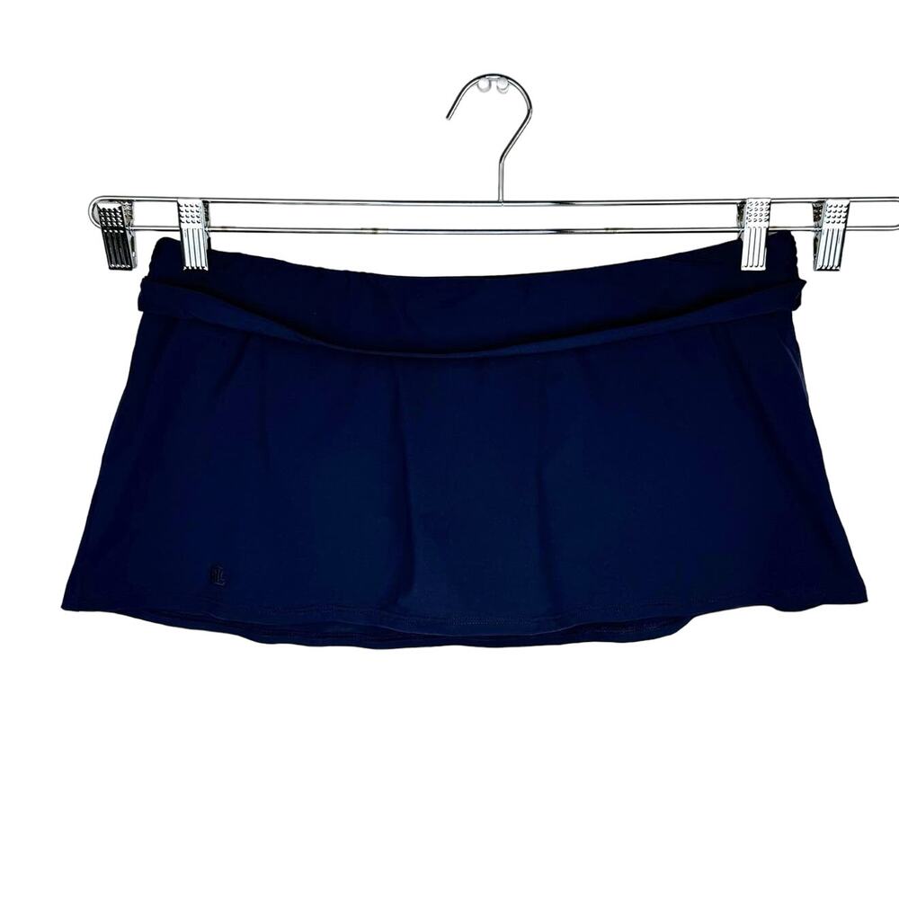 Lauren Ralph Lauren Navy Blue Stretch Shirred Waist Skirt Bikini Bottom Sz 12 - Picture 1 of 10